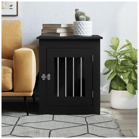 Gabbia Cani Da Arredamento Nera 55x75x65cm Legno Multistrato - Foto 2