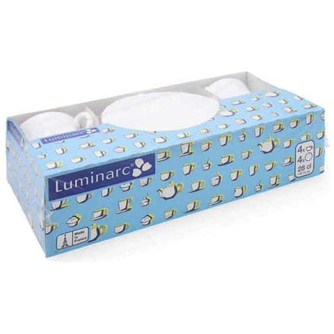 Set Di Tazze E Piatti Trianon (4 Pcs) Bianco Vetro 280 Ml 4 Pezzi - Foto 1