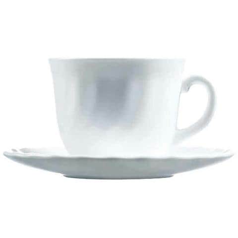 Set Di Tazze E Piatti Trianon (4 Pcs) Bianco Vetro 280 Ml 4 Pezzi - Foto 2