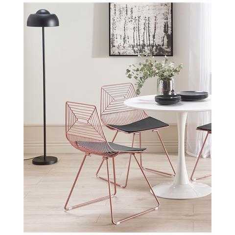 Set Di 2 Sedie Metallo Oro Rosa Beatty - Foto 1