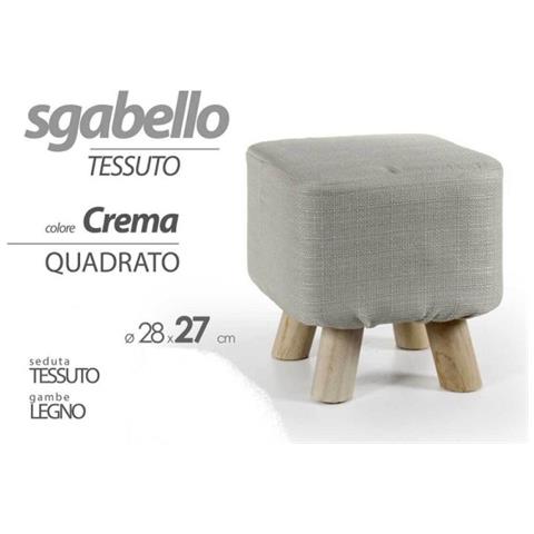 Trade Shop - Pouf Sgabello Poggiapiedi Quadrato Crema Tessuto Pouff Piedi Legno 27x28cm 789861 - Foto 1