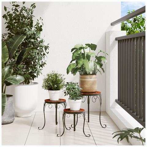 Supporti Per Piante 3 Pz Terracotta E Bianco In Ceramica - Foto 3
