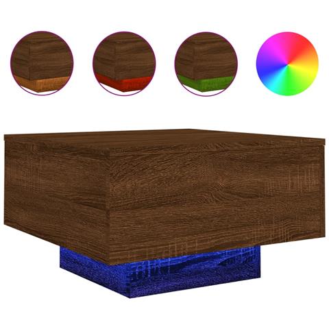 Tavolino Da Soggiorno Con Luci Led Rovere Marrone 55x55x31 Cm - Foto 2