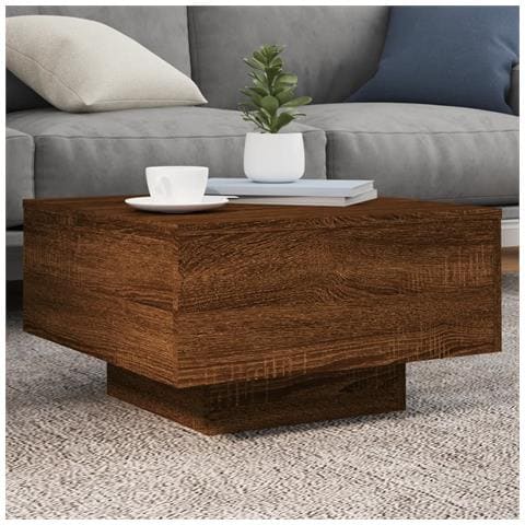 Tavolino Da Soggiorno Con Luci Led Rovere Marrone 55x55x31 Cm - Foto 1
