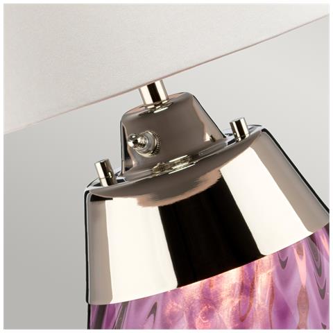 Lampada Da Scrivania Contemporanea Lena In Metallo Vetro Viola Prugna 1 Luce E27 - Foto 3