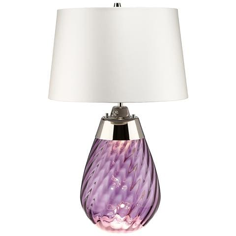 Lampada Da Scrivania Contemporanea Lena In Metallo Vetro Viola Prugna 1 Luce E27 - Foto 1