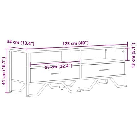 Mobile Porta Tv Rovere Fumo 122x34x41 Cm In Legno Multistrato - Foto 2