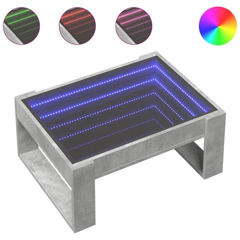Tavolino Da Salotto Con Led Infinity Grigio Cemento 70x53x30 Cm - Foto 2