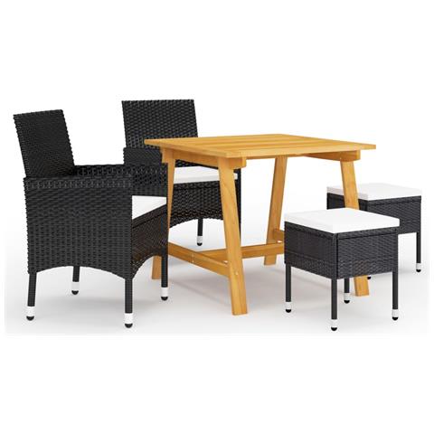 Set Mobili da Pranzo per Giardino 5 pz Nero - Foto 1