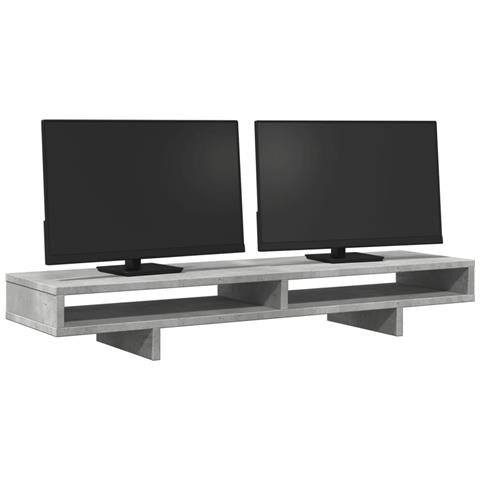 Supporto Monitor Grigio Cemento 100x27x15cm Legno Massello Pino - Foto 3