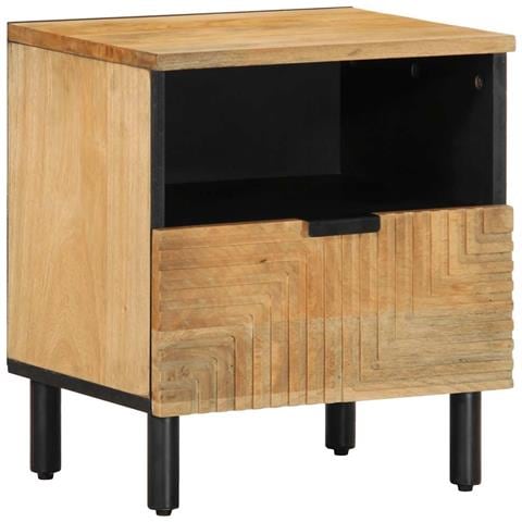 Comodino Marrone 40x33x46 Cm In Legno Massello Di Mango - Foto 1