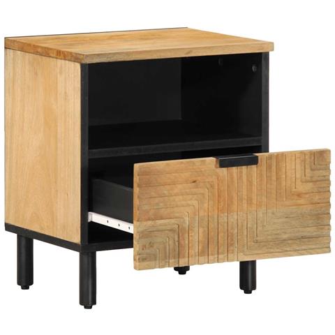 Comodino Marrone 40x33x46 Cm In Legno Massello Di Mango - Foto 2