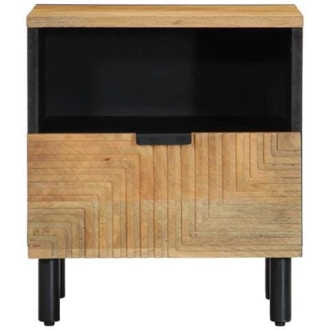 Comodino Marrone 40x33x46 Cm In Legno Massello Di Mango - Foto 3