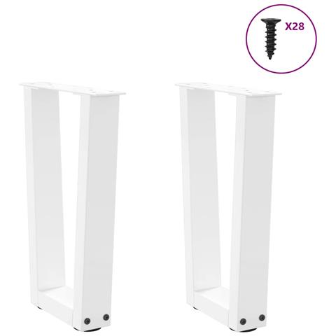 Gambe Per Tavolo Pranzo A V 2 Pz Bianco 28x(42-43,3)cm Acciaio - Foto 3