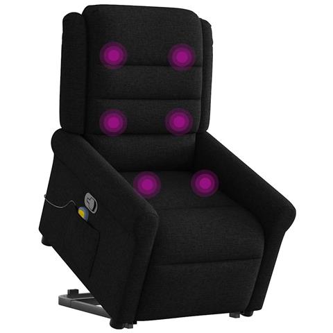 Poltrona Alzapersona Massaggiante Reclinabile Nera In Tessuto - Foto 2