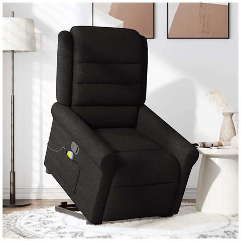 Poltrona Alzapersona Massaggiante Reclinabile Nera In Tessuto - Foto 3