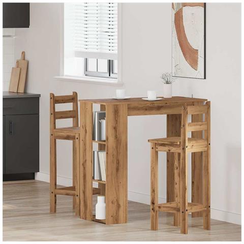 Tavolo Bar Ripiano Rovere Artigianale 102x50x103,5cm Truciolato - Foto 3