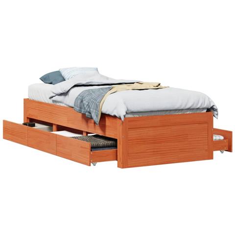 Giroletto Senza Materasso Con Cassetti Marrone Cera 100x200 Cm - Foto 2