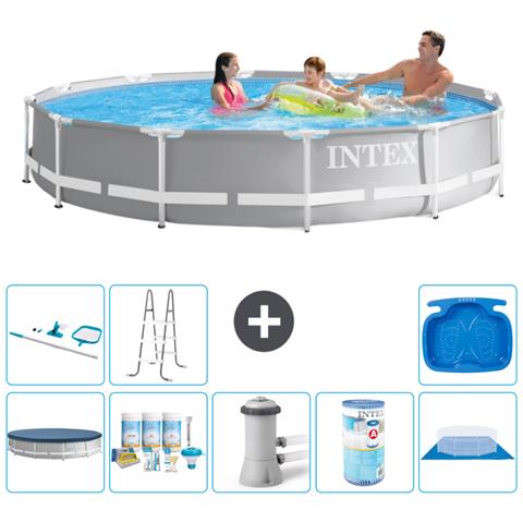 Piscina Fuori Terra - In Giro - 366x76 Cm - Grigio - Include Accessori Coordinati A1931 - Foto 1