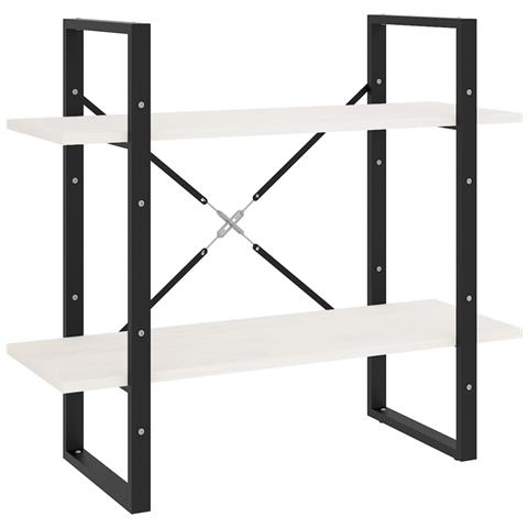 Libreria A 2 Ripiani Bianca 80x30x70 Cm In Massello Di Pino - Foto 1