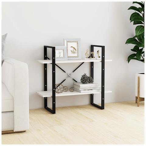 Libreria A 2 Ripiani Bianca 80x30x70 Cm In Massello Di Pino - Foto 8