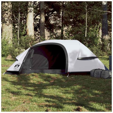 Tenda Campeggio a Cupola 1 Persona Bianca Tessuto Impermeabile - Foto 1