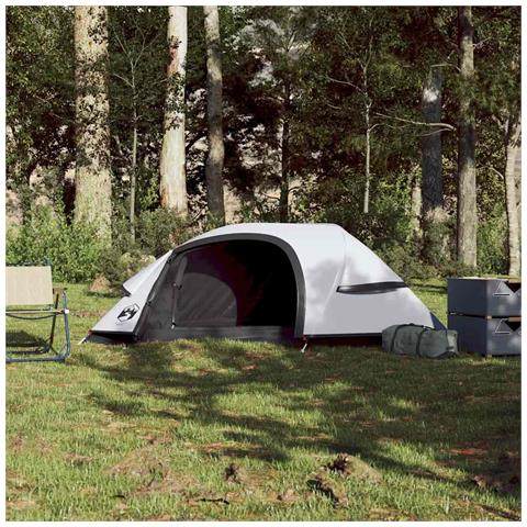 Tenda Campeggio a Cupola 1 Persona Bianca Tessuto Impermeabile - Foto 2