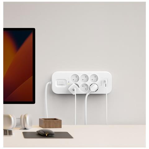 Striscia Di Alimentazione A 6 Prese Con Protezione Lightning, Usb E Usb-c, Bianco - Foto 5