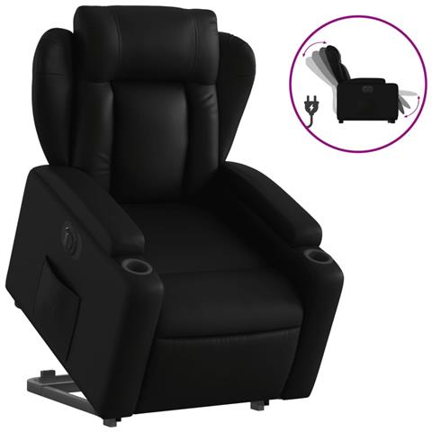 Poltrona Alzapersona Reclinabile Elettrica Nera in Similpelle - Foto 1