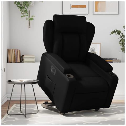 Poltrona Alzapersona Reclinabile Elettrica Nera in Similpelle - Foto 2