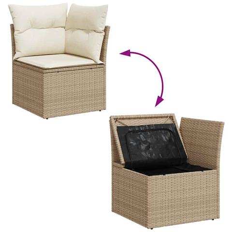 Set Divani da Giardino 7 pz con Cuscini Beige in Polyrattan - Foto 9