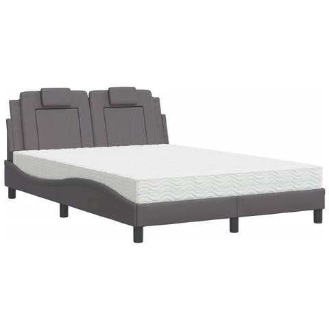 Letto con Materasso Grigio 120x200 cm in Similpelle - Foto 1