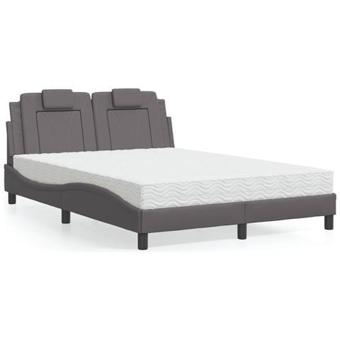 Letto con Materasso Grigio 120x200 cm in Similpelle - Foto 2