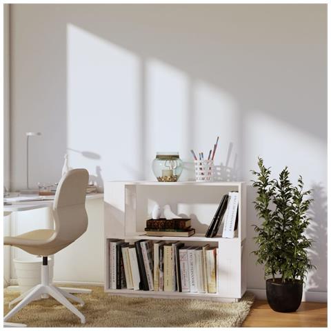 Lusso Casadino - Libreria/divisorio Bianco 80x25x70 Cm In Legno Massello Di Pino - Foto 2