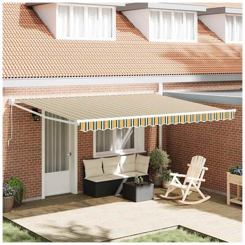 Tenda da Sole Verde e giallo 4,5 × 3 m Poliestere e metallo - Foto 2