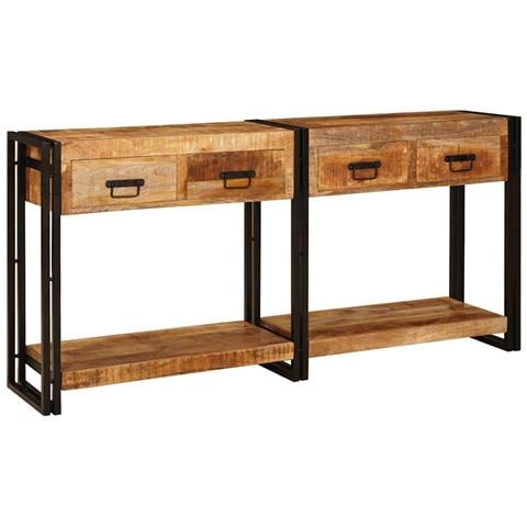 Tavoli consolle 2 pcs Marrone Legno Di Mango Massello - Foto 1