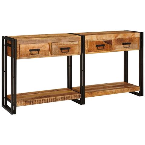 Tavoli consolle 2 pcs Marrone Legno Di Mango Massello - Foto 2