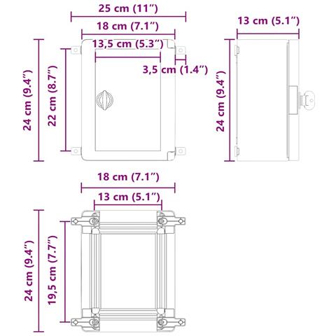 Armadietto di Controllo Grigio 18 x 13 x 24 cm Plastica ABS - Foto 9
