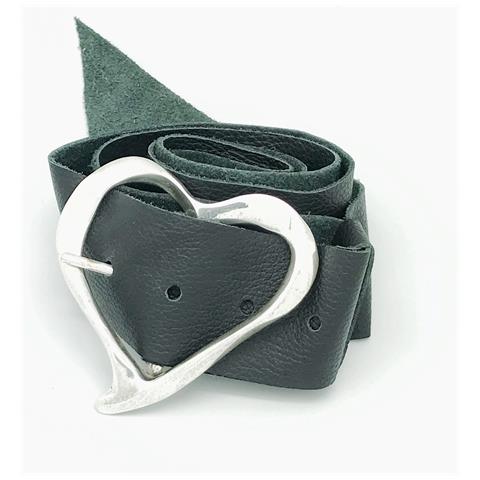 Cintura Con Fibbia Larga Myheart, Pelle Nera E Argento, 10µ - Foto 1