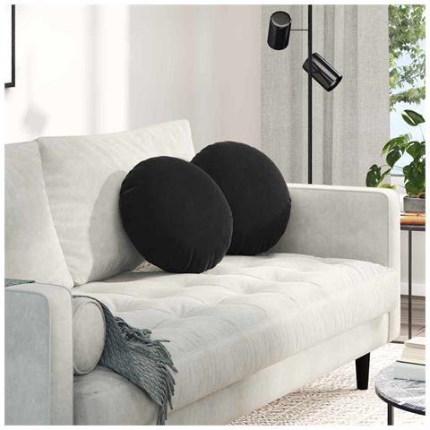 Cuscini per Seduta 2 pcs Nero Ø 40 x 13 cm Velluto - Foto 2
