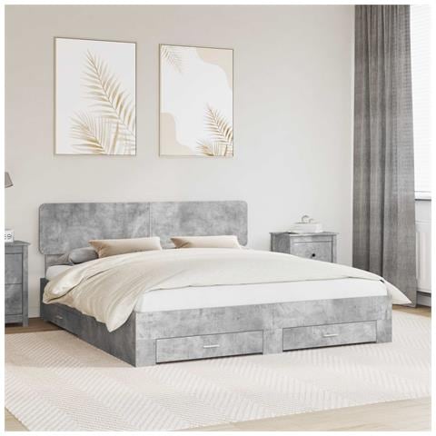 Struttura del letto con cassetto Grigio cemento 180 x 200 cm - Foto 2
