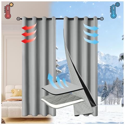 Tenda Oscurante Termica Isolante Antivento Invernale 2-in-1 Aggiornata (132x241cm, Occhielli, Pannello Singolo) - Foto 1