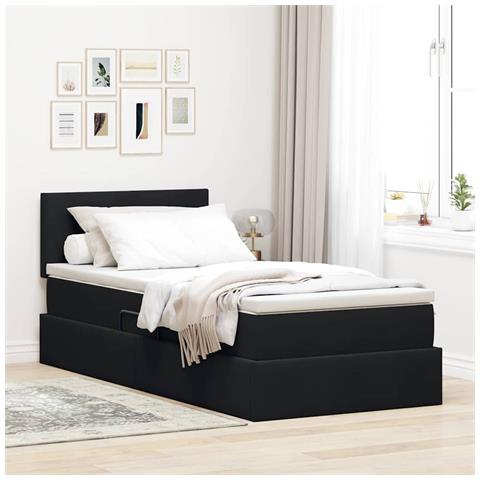 Letto con Contenitore con materasso Nero 90 x 190 cm Velluto - Foto 2