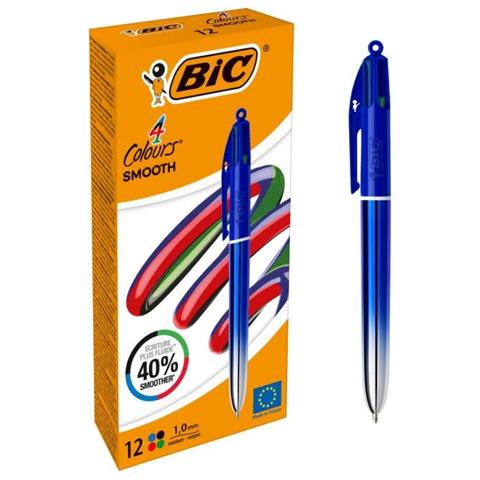Colors Smooth Nero, Blu, Verde, Rosso Penna a sfera retrattile girevole Medio 12 pz - Foto 1