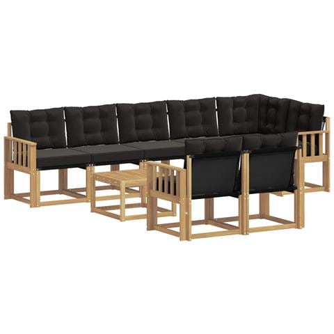 Set di divani da esterno con cuscino 9 pcs Bianco e Nero - Foto 1