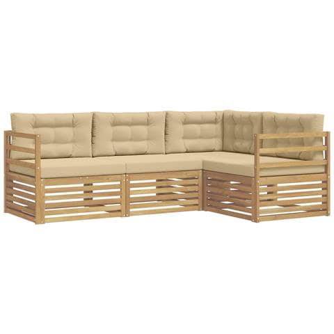 Set di divani da esterno 4 pcs Bianco e Beige - Foto 1