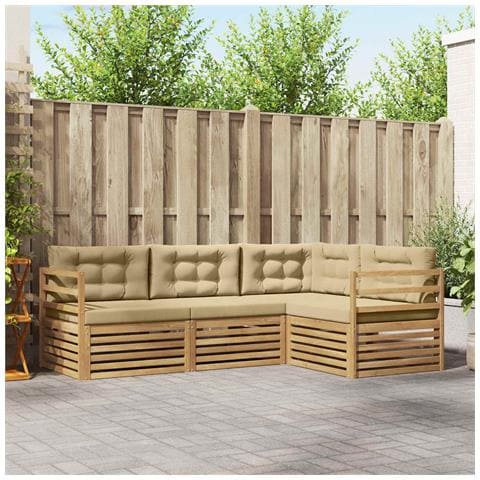 Set di divani da esterno 4 pcs Bianco e Beige - Foto 2