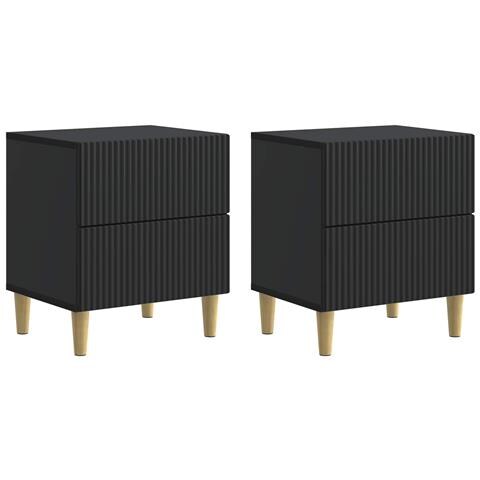 Armadio da Notte con cassetto 2 pcs Nero 43 x 34,5 x 48 cm - Foto 1