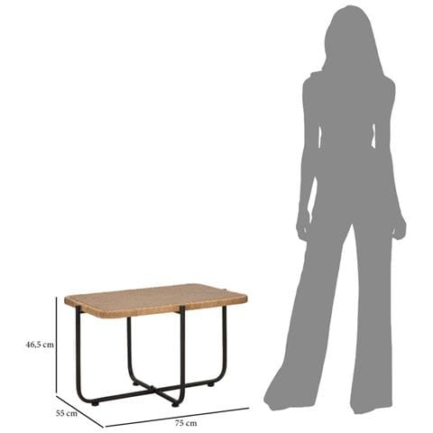 Tavolino Da Caffè Cebu In Rattan E Ferro Nero — 75x55x46,5 Cm - Foto 8