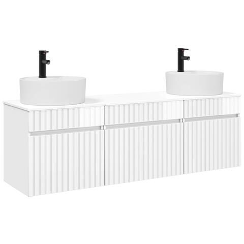 Set di Armadi da Bagno 3 pz Bianco Lucido 49 x 44,5 x 65 cm - Foto 1